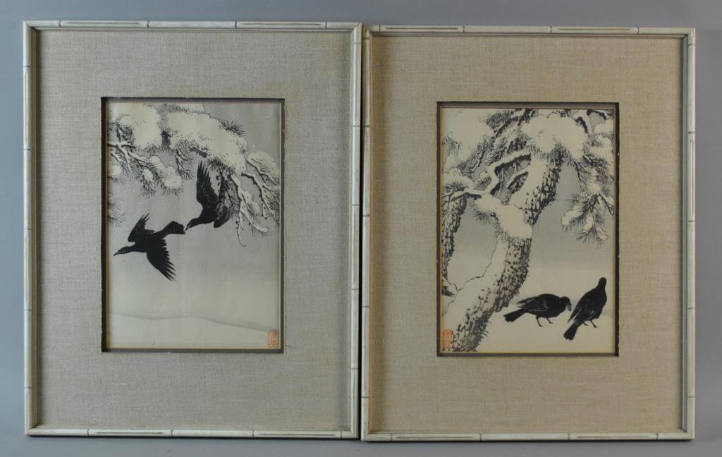 PAIR JAPANESE WOODBLOCK PRINTS BY KEINEN IMAO (1 of 6)