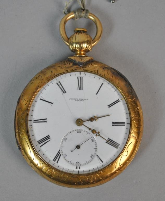 GOLD POCKET WATCH & FOB, JOSEPH FRENCH LONDON (1 of 7)