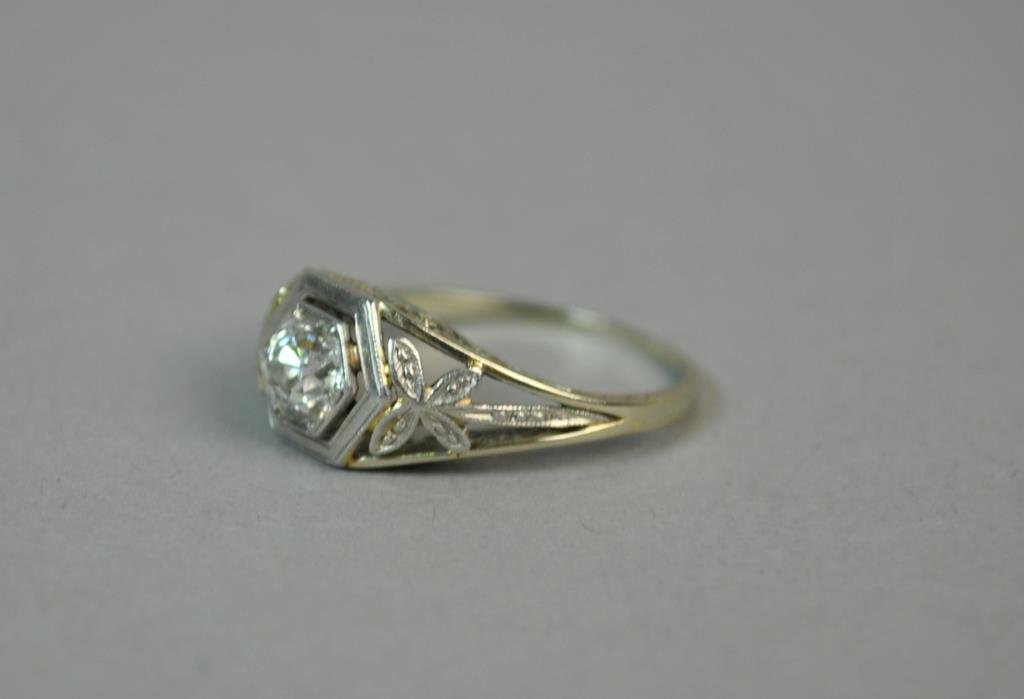 18K DECO DIAMOND RING, 0.50CT (1 of 2)