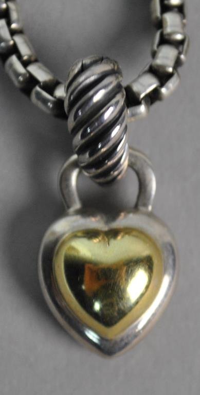 DAVID YURMAN SILVER & 14K HEART PENDANT NECKLACE (1 of 2)