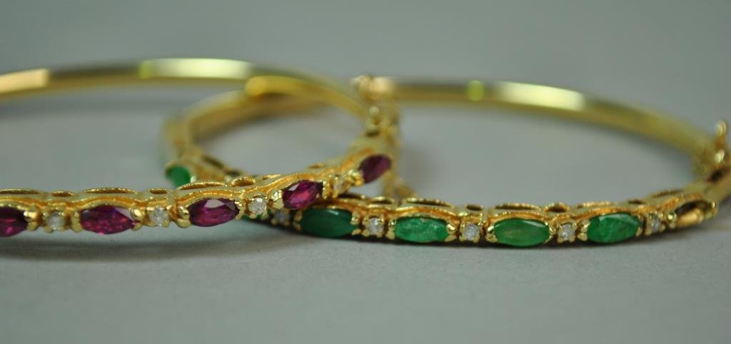 (2) GEMSTONE & DIAMOND NEAR PAIR BANGLES (1 of 2)