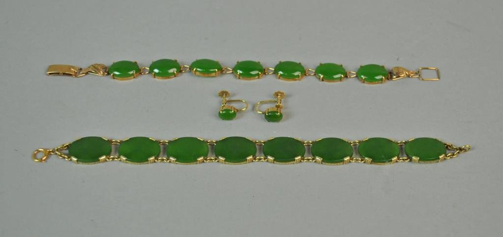 (3) PIECE GOLD & JADE JEWELRY GROUP (1 of 2)