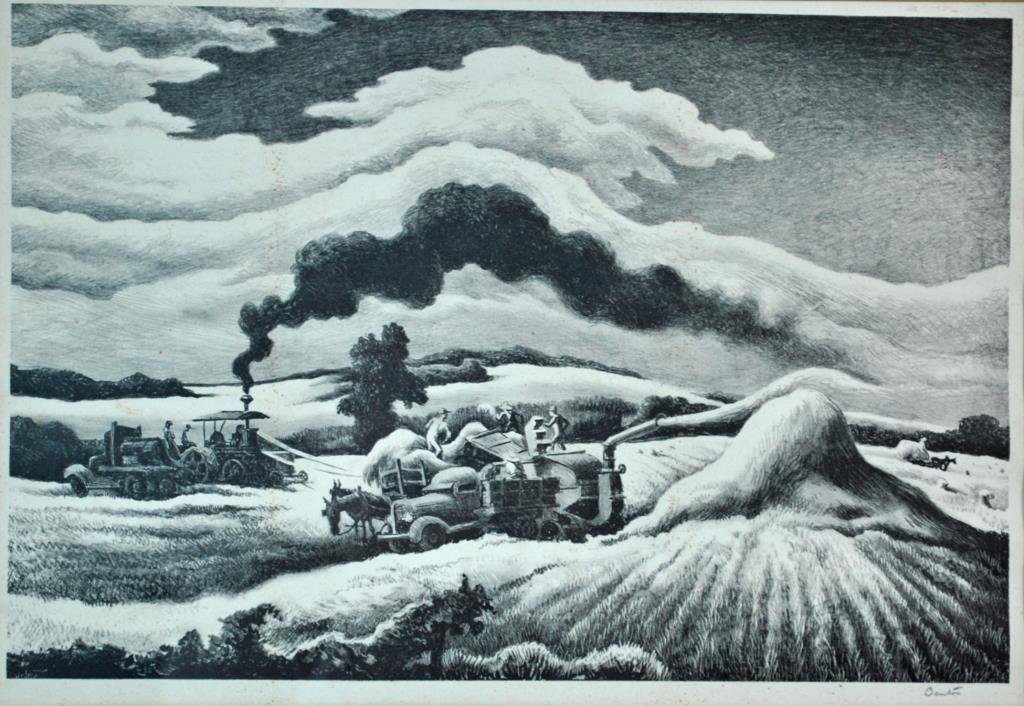 THOMAS HART BENTON LITHOGRAPH - THRESHING (1 of 5)