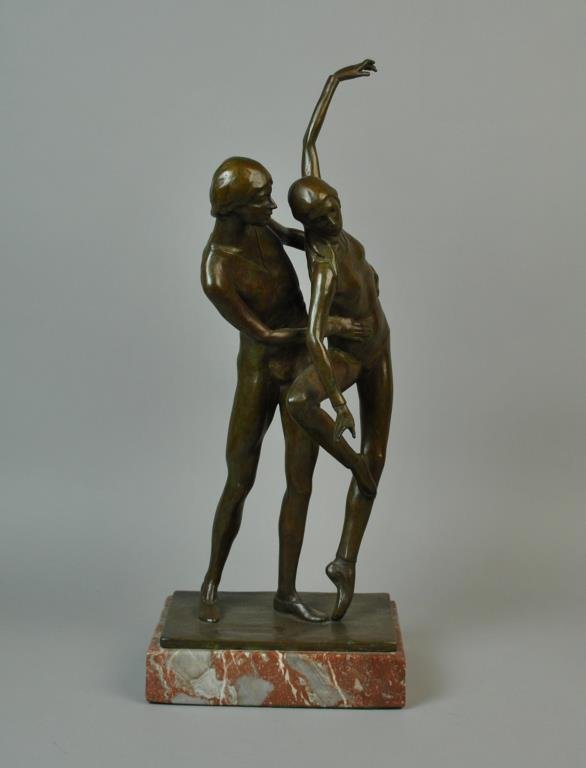 BRONZE SCULPTURE OF A BALLET DANCING PAIR (1 of 3)