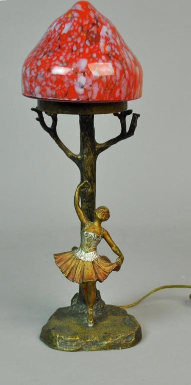 AUSTRIAN COLD PAINTED BRONZE BALLERINA LAMP (1 of 5)