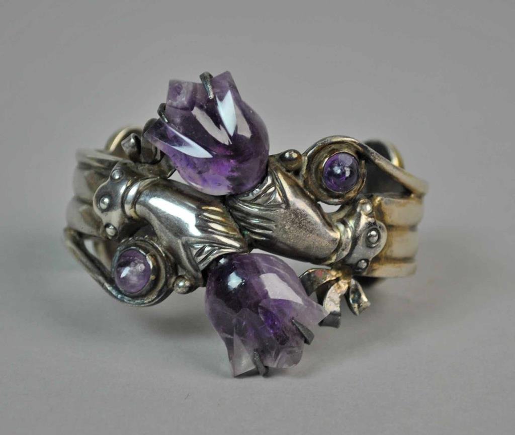 WILLIAM SPRATLING MEXICAN SILVER & AMETHYST CUFF (1 of 3)
