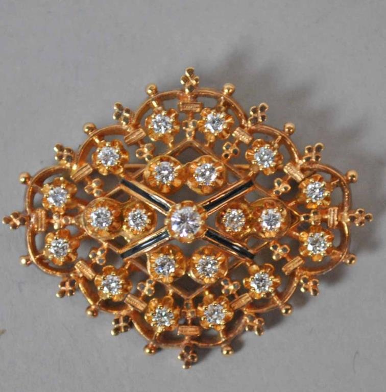 DIAMOND & ENAMELED BROOCH (1 of 2)