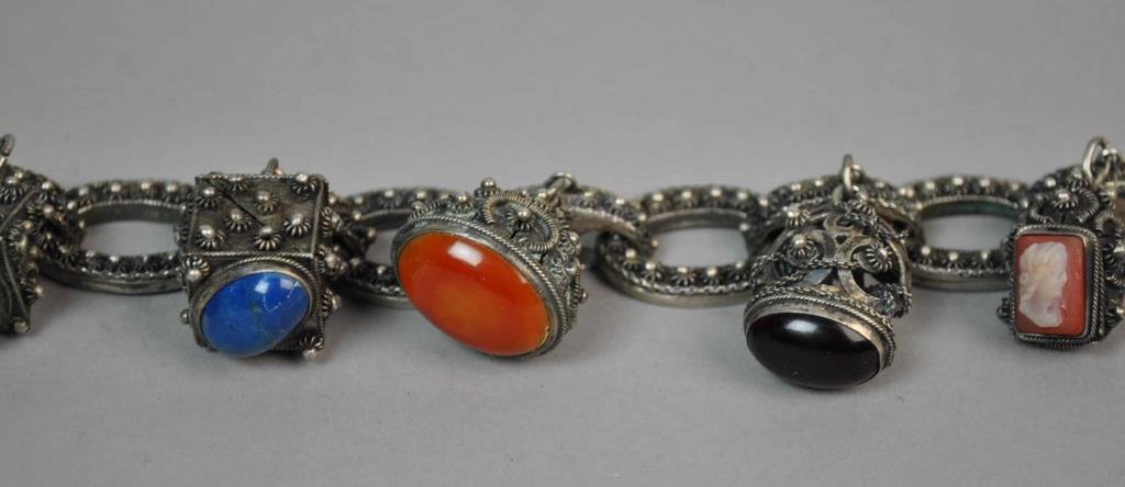 ITALIAN 800 SILVER ETRUSCAN CHARM BRACELET (1 of 2)