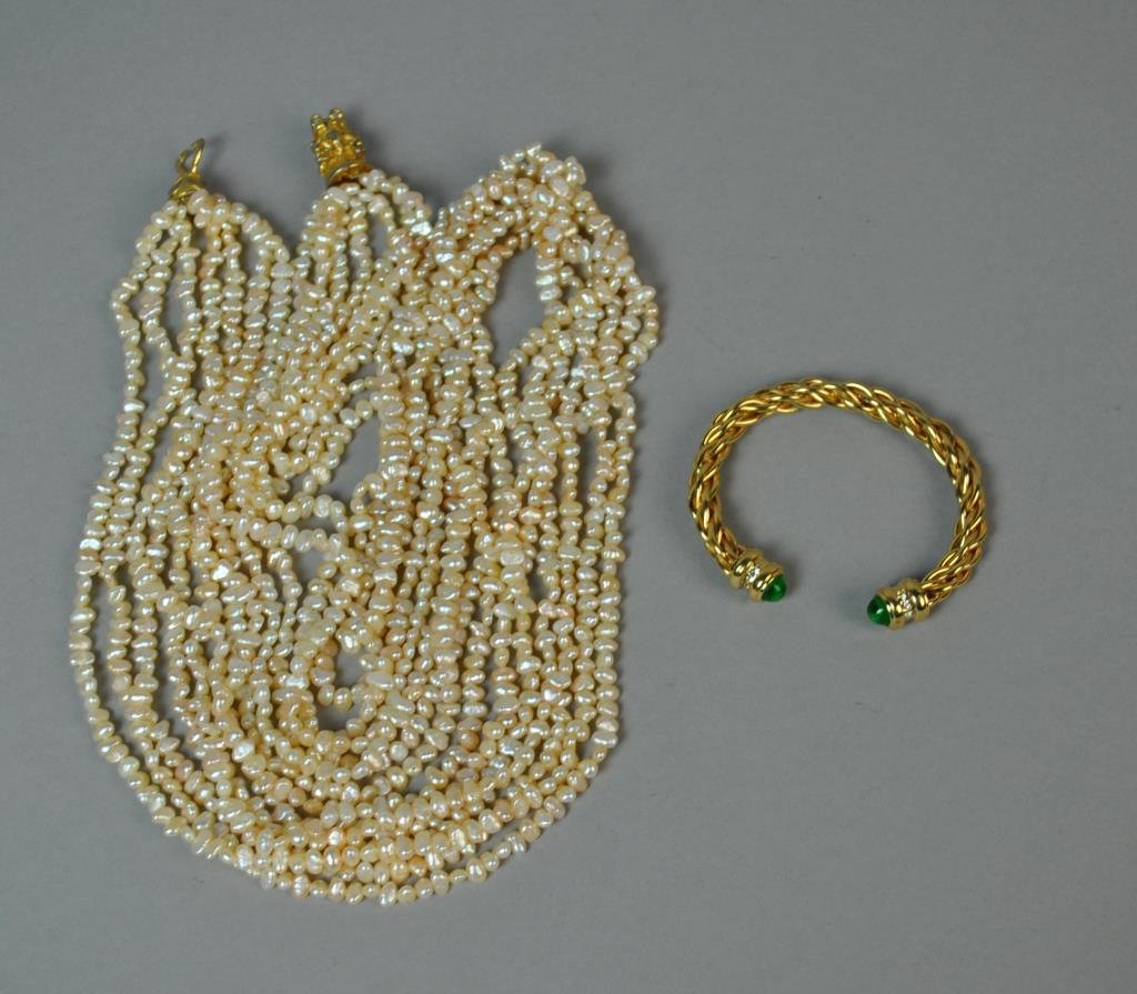 SEED PEARL NECKLACE AND A GOLDTONE CUFF (1 of 1)