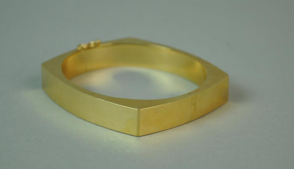 GOLD GEOMETRIC HINGED BANGLE (1 of 1)
