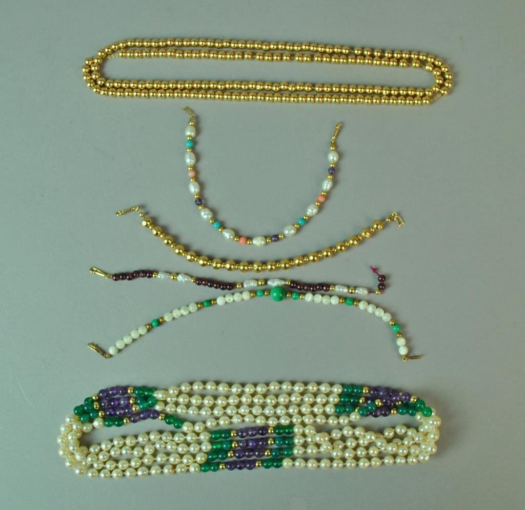 (6) GOLD & GEMSTONE NECKLACES & BRACELETS (1 of 1)