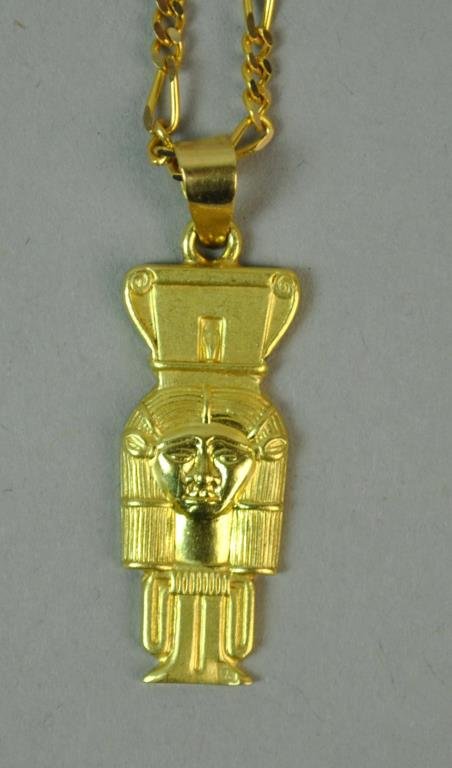 EGYPTIAN 18K PHARAOH PENDANT & NECKCHAIN (1 of 2)