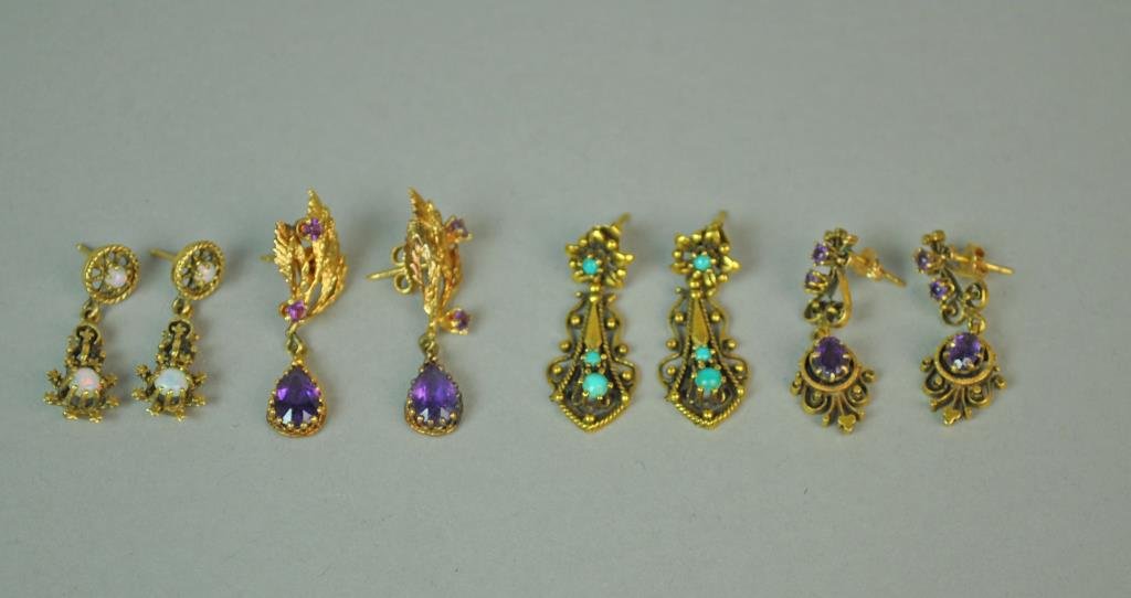 (4) PAIRS GOLD PENDANT EARRINGS (1 of 1)