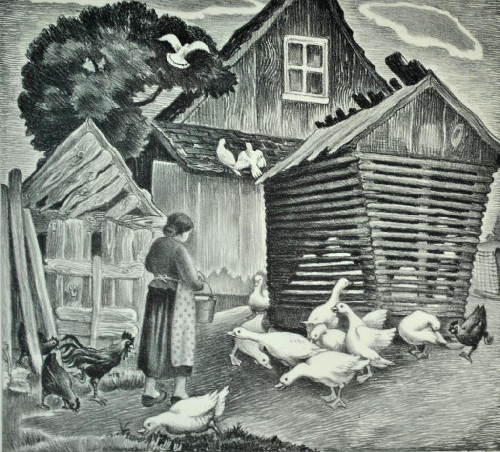 MABEL DWIGHT LITHOGRAPH – FARMYARD (1 of 4)