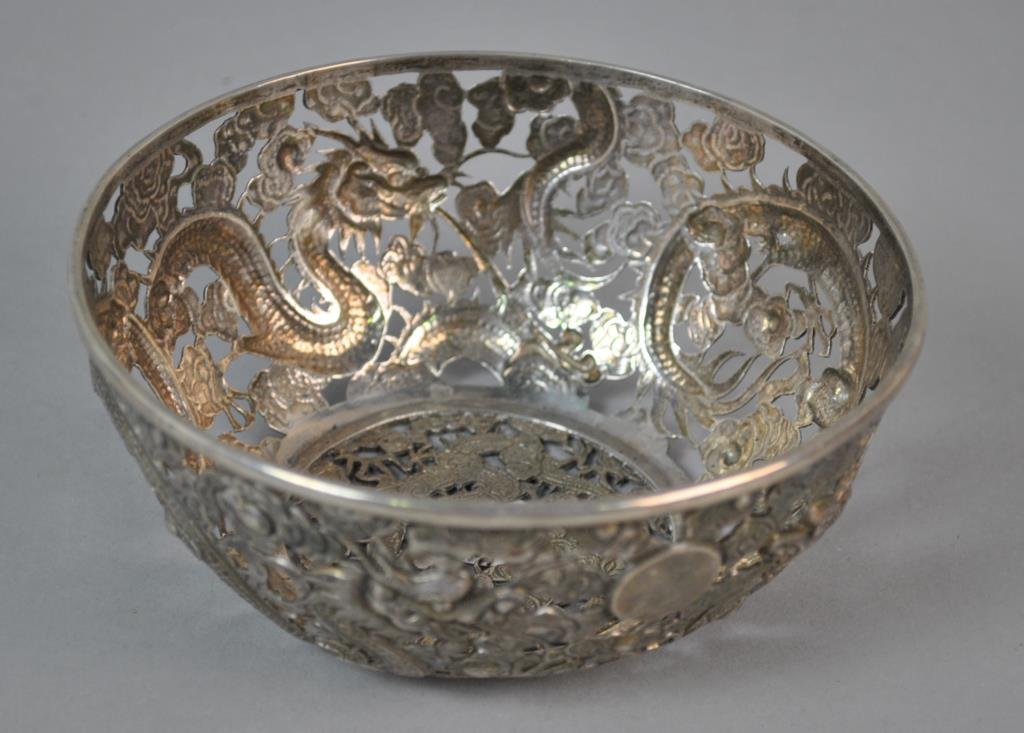 CHINESE EXPORT SILVER PIERCED BOWL (1 of 4)