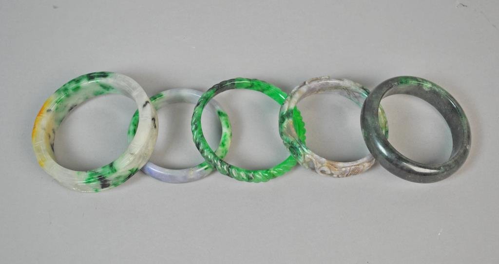 (5) CONTEMPORARY CHINESE JADE BANGLES (1 of 2)