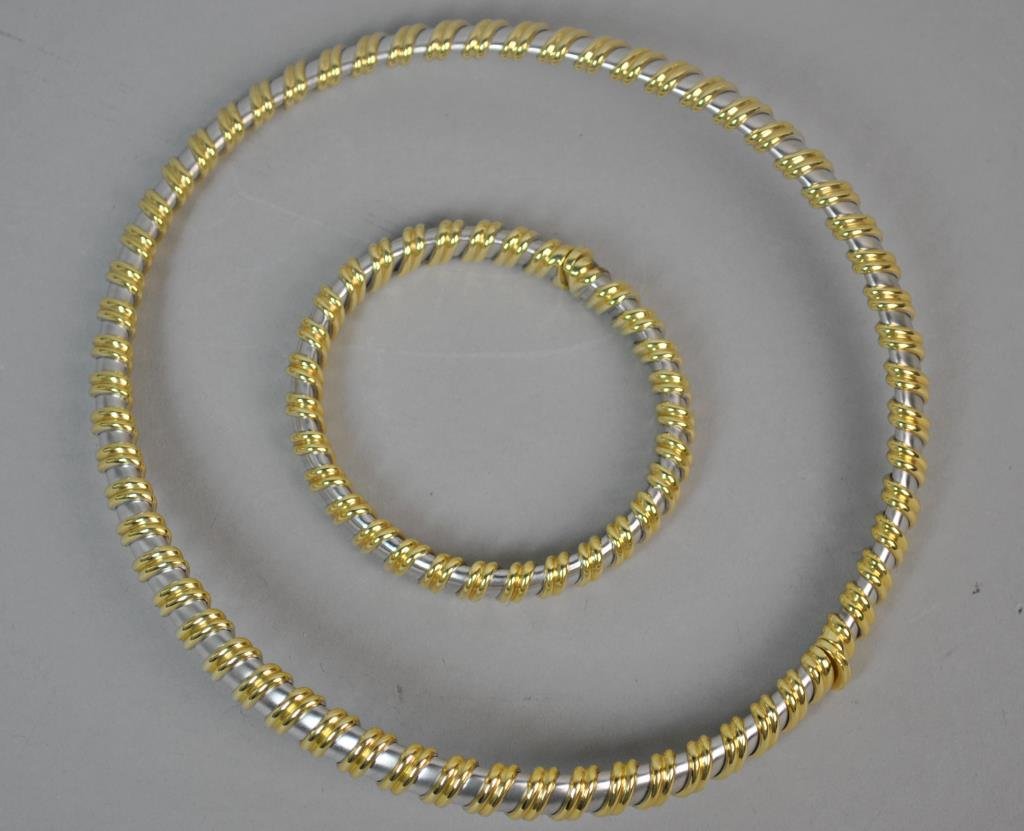 BICOLOR GOLD SPRING CHOKER & BRACELET SUITE (1 of 1)