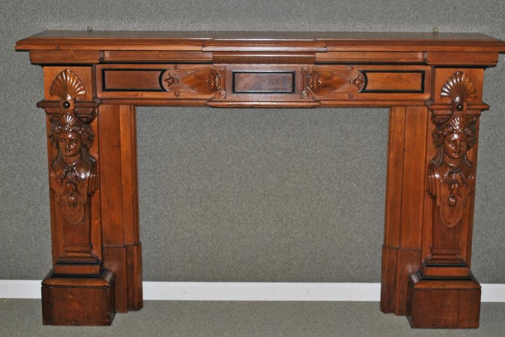 RENAISSANCE REVIVAL CARVED WALNUT FIREPLACE MANTLE (1 of 5)
