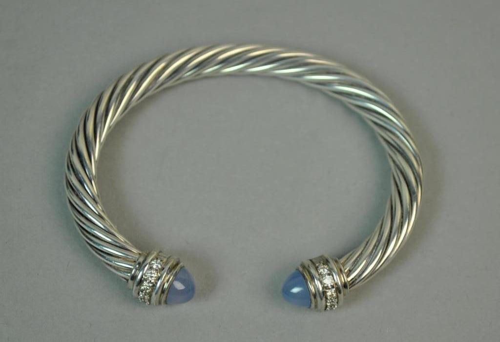 DAVID YURMAN CHALCEDONY & DIAMOND CUFF BRACELET (1 of 1)