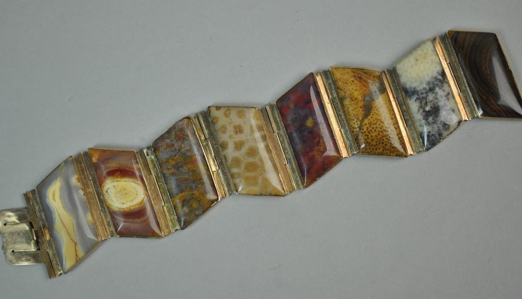GOLD & MULTI-STONE HINGED BRACELET (1 of 2)