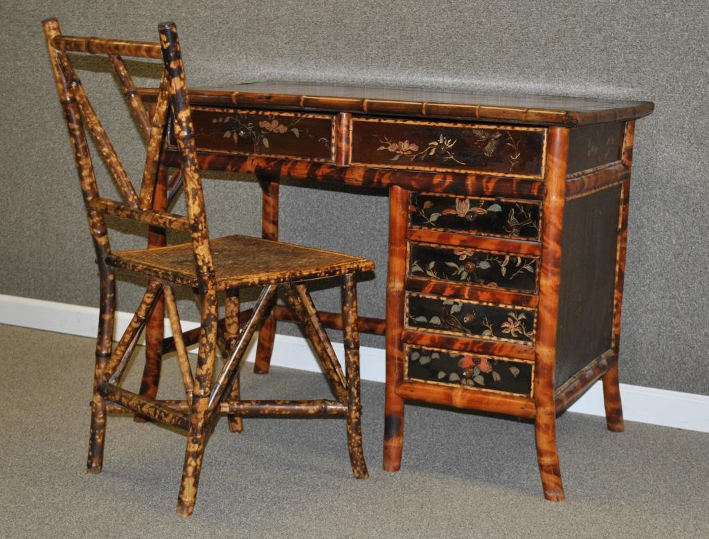 VINTAGE BAMBOO CHINOISERIE DECORATED DESK (1 of 3)