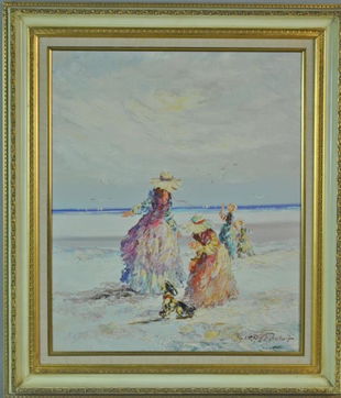 107 Oil On Canvas Beach Scene By Marie Charlot Aug 28 2011