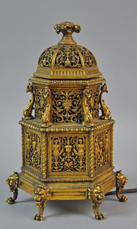 GILT BRONZE BOUDOIR SCENT LAMP BY EF CALDWELL (1 of 6)
