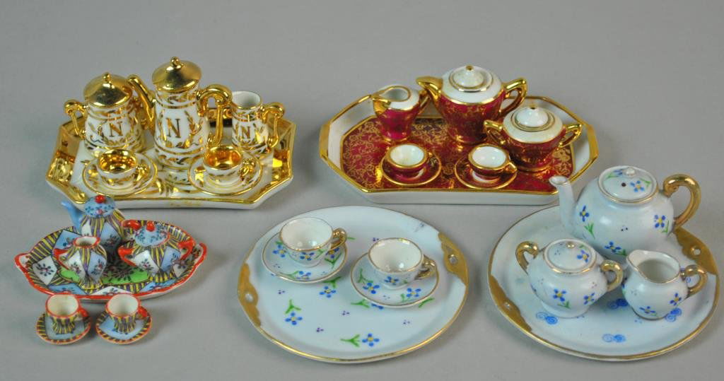 (4) MINIATURE DOLLHOUSE PORCELAIN TEA SETS (1 of 5)