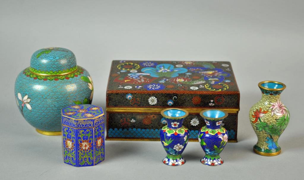 (6) PIECE CHINESE CLOISONNE GROUP (1 of 4)
