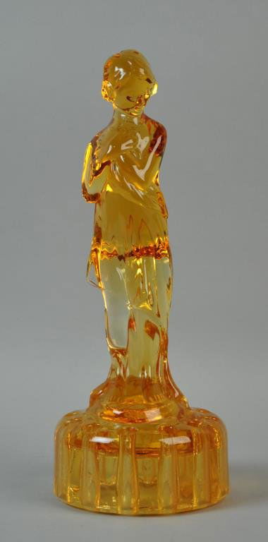 CAMBRIDGE GLASS AMBER FIGURAL FROG (1 of 3)
