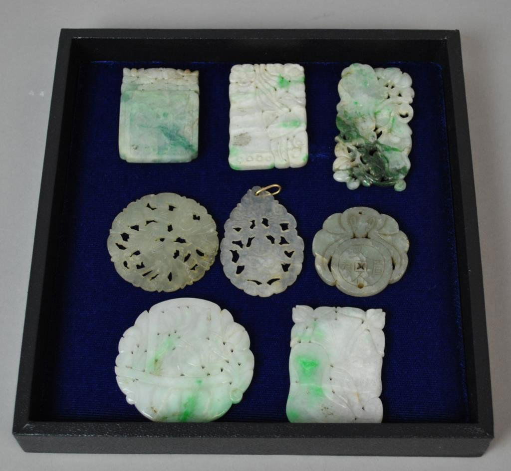 (8) CHINESE CARVED & PIERCED JADE PENDANTS (1 of 1)
