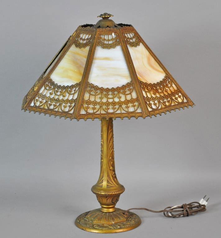 8-PANEL SLAG GLASS LAMP (1 of 1)