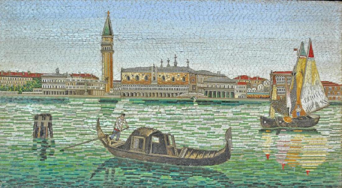 LARGE MICRO MOSAIC VENETIAN CANAL SCENE PLAQUE (1 of 4)