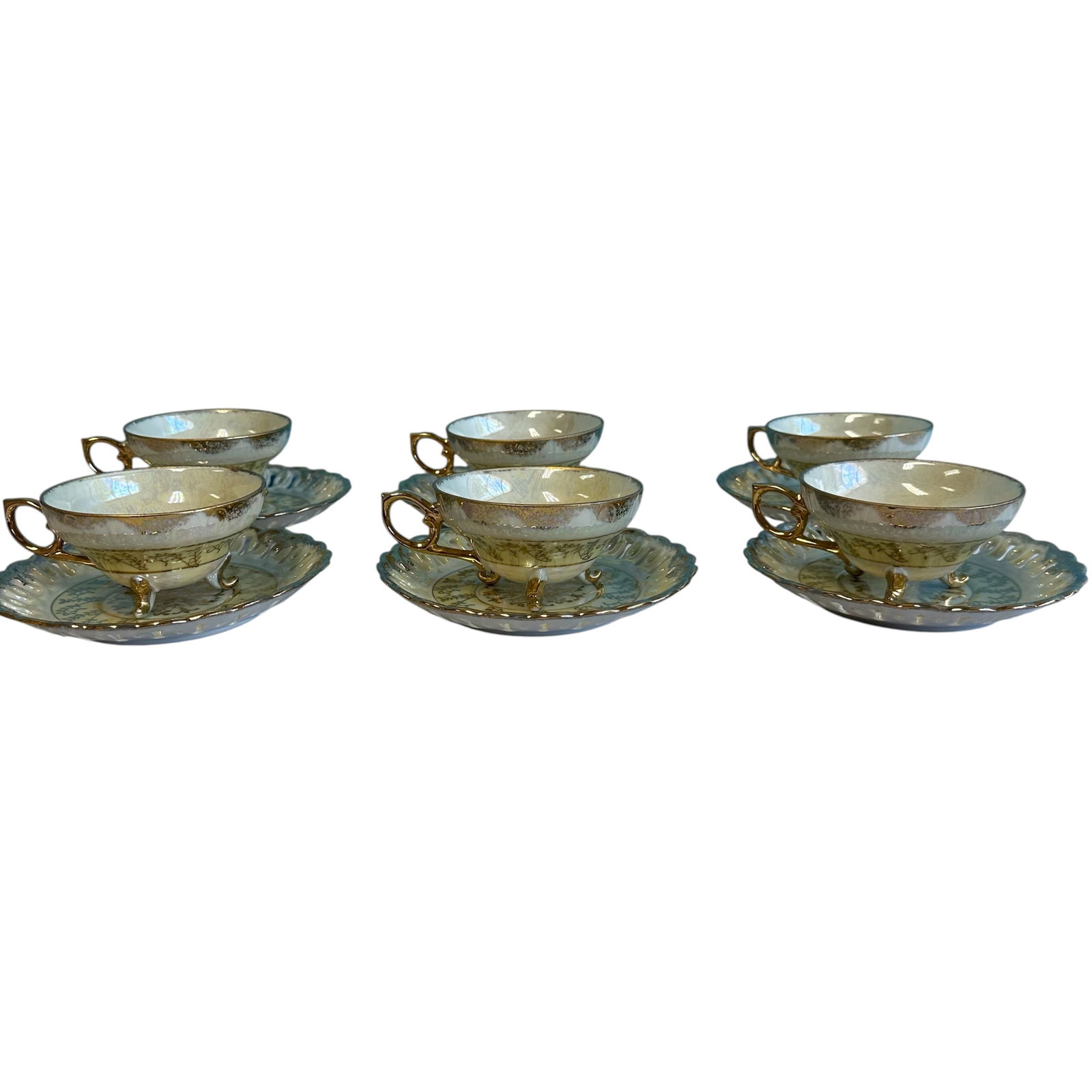 Set of 6 Yamato Lusterware Teacup and Saucers (1 of 10)
