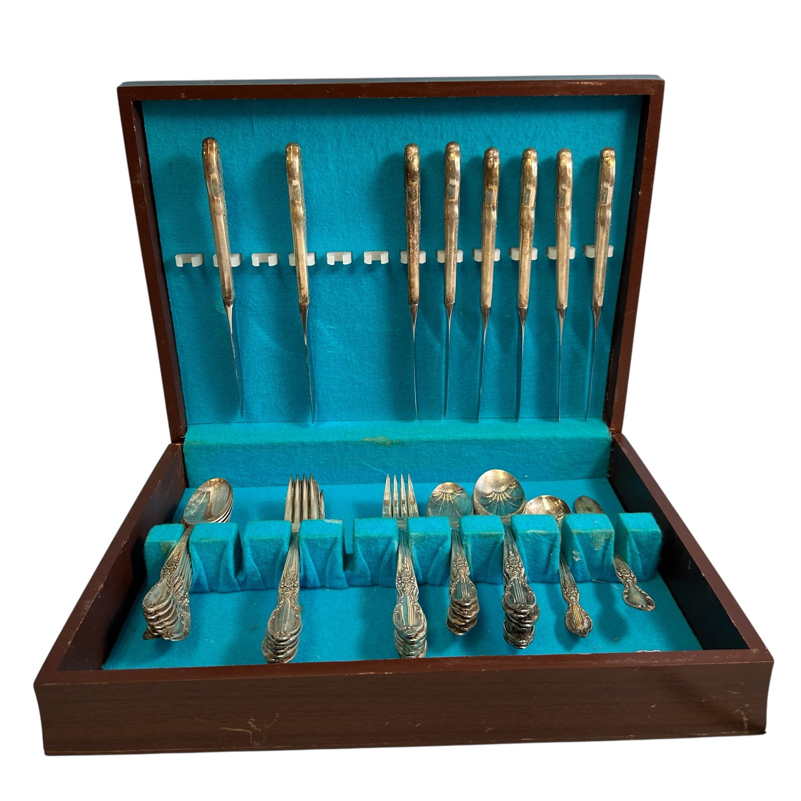 Silver Plate Wm Rogers Victorian Rose 51 Piece Flatware (1 of 7)