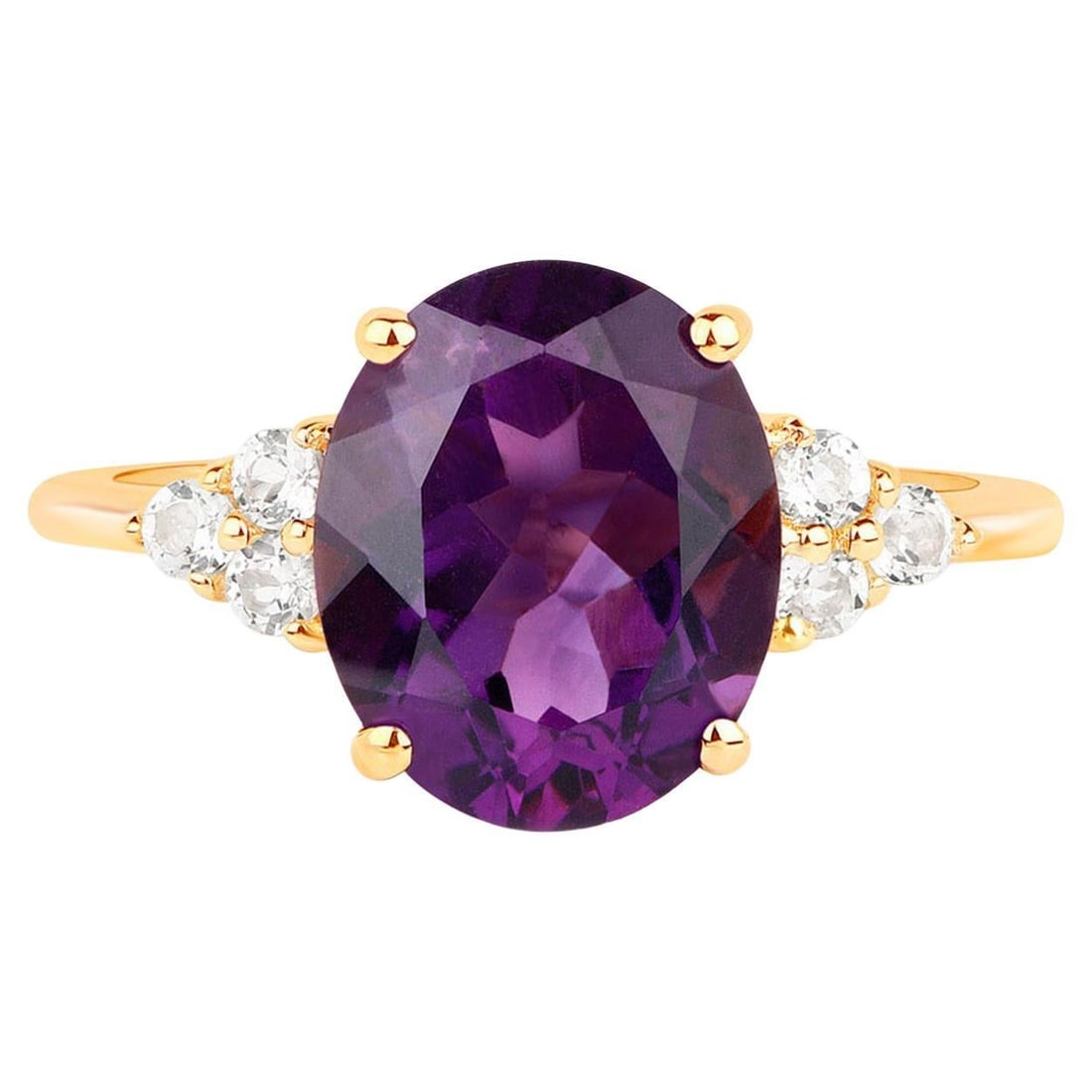Captivating Amethyst Ring 3.43 Carats 14K Yellow Gold Plated Sterling Silver (1 of 5)