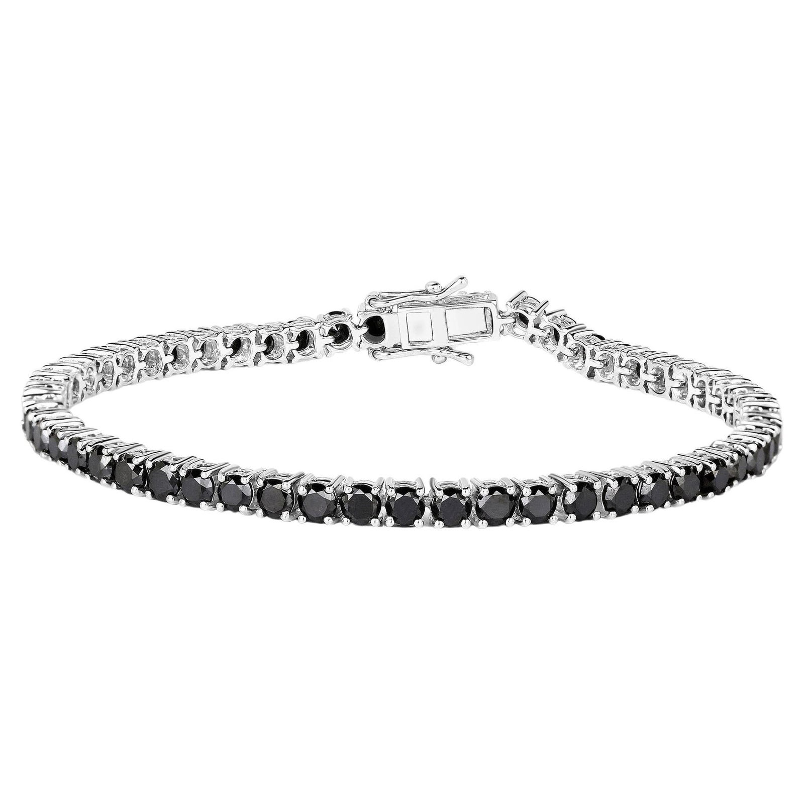 Rare Black Diamond Bracelet 5.40 Carats 18K White Gold Plated Sterling Silver (1 of 6)