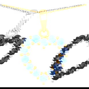 Exquisite Sapphire Necklace 0.64 Carats 10K Yellow Gold: Accompanied by Gemological Appraisal by GIA GG/AJP Appraised value: $800 All gemstones are natural in origin 14 Sapphires = 0.64 ct Metal: 10K Yellow Gold Pendant Dimensions: 18 x 11 mm - Free USA shi