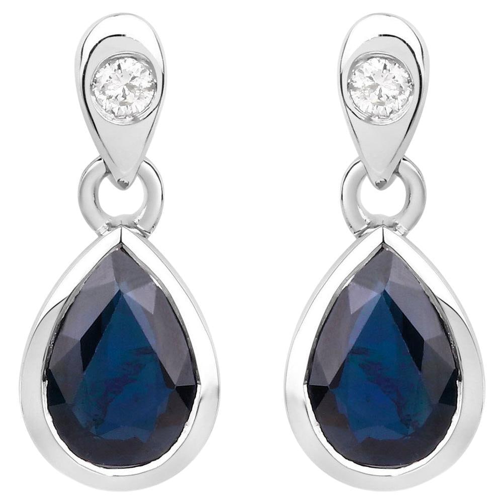 Captivating Sapphire Earrings Diamonds 1.64 Carats 10K White Gold (1 of 5)