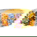 Multicolor Sapphire Ring 3.26 Carats 14K Yellow Gold Plated Sterling Silver