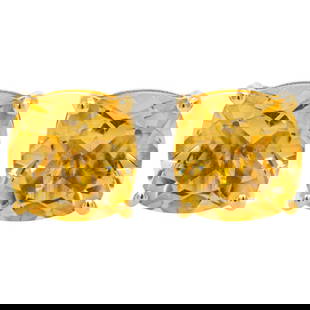 Citrine Stud Earrings 5.90 Carats Total 24K Yellow Gold Plated Silver: Accompanied by Gemological Appraisal by GIA GG/AJP Appraised value: $440 All gemstones are natural in origin 2 Citrines = 5.90 ct Treatment: Heat Metal: 24K Yellow Gold Plated Sterling Silver Post
