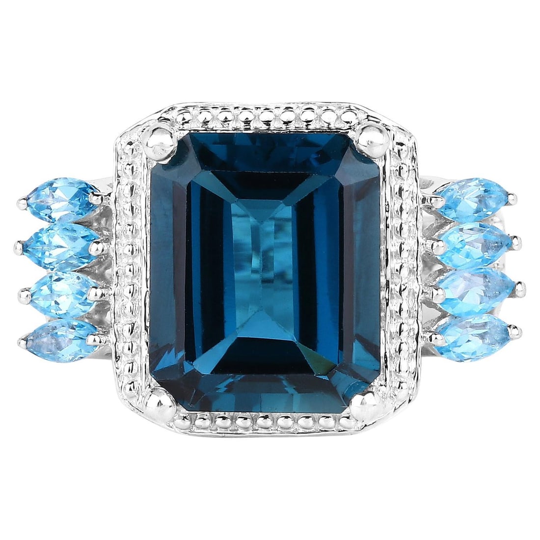 London Blue Topaz Cocktail Ring Swiss Blue Topaz Setting 8.25 Carats (1 of 5)