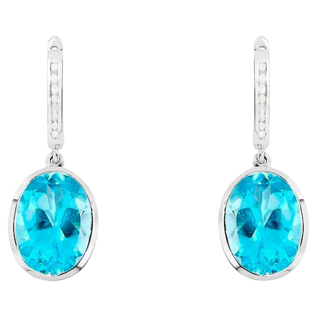 Swiss Blue Topaz Dangle Earrings With Diamonds 15 Carats (1 of 5)