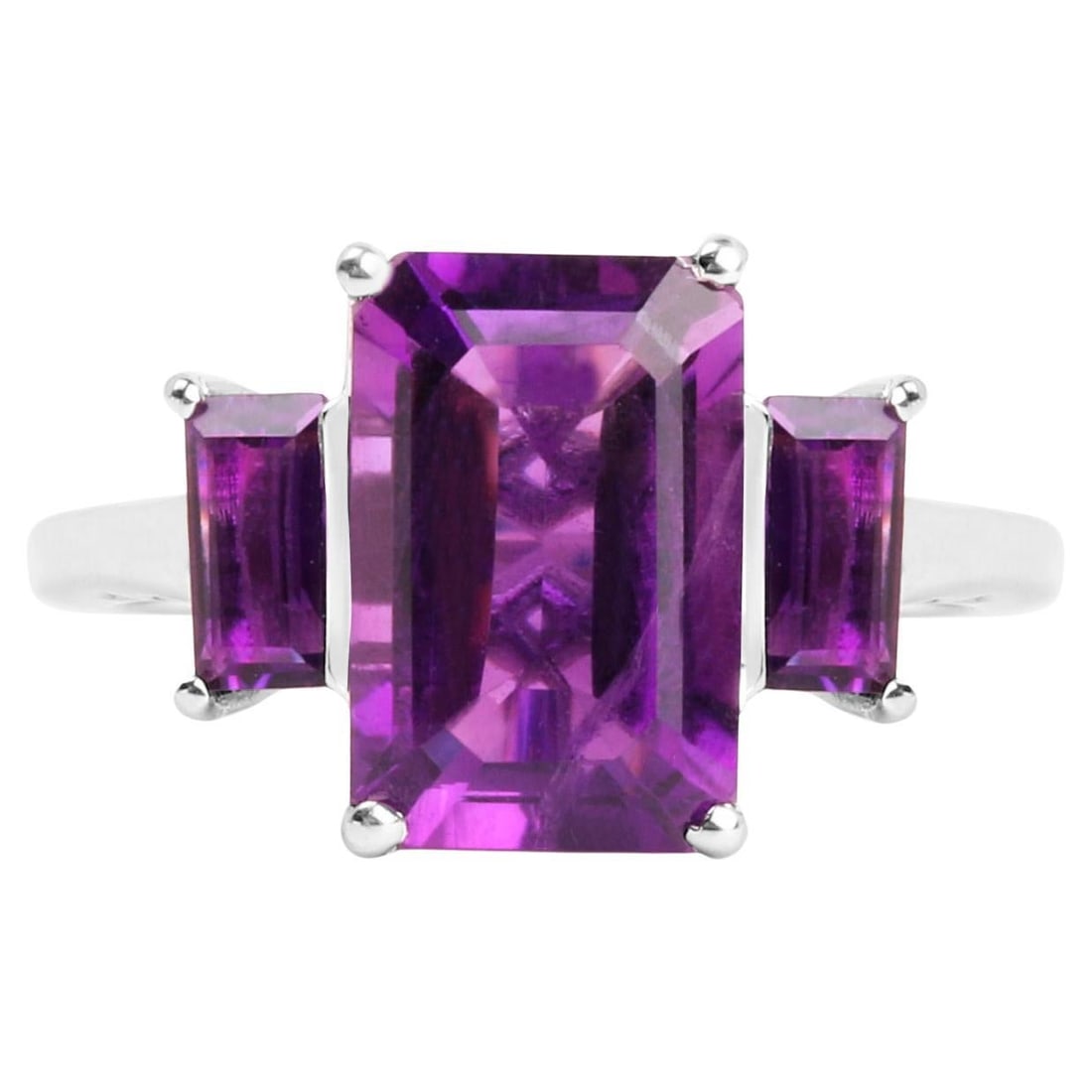 Amethyst Three Stone Ring 4.65 Carats (1 of 4)
