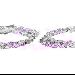 Pink Amethyst Tennis Bracelet 30 Carats Rhodium Plated Sterling Silver