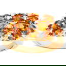 Citrine Cluster Ring White Topaz 2.5 Carats 14K Yellow Gold Plated Silver
