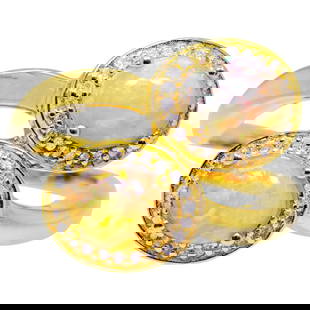 Natural Opal Bypass Ring With Diamonds 1.91 Carats 24K Yellow Gold Plated Silver: Accompanied by Gemological Appraisal by GIA GG/AJP Appraised value: $800 All gemstones are natural in origin Treatment: None 2 Opals = 1.68 ct 46 Diamonds = 0.23 ct Metal: 24K Yellow Gold Plated Sterl