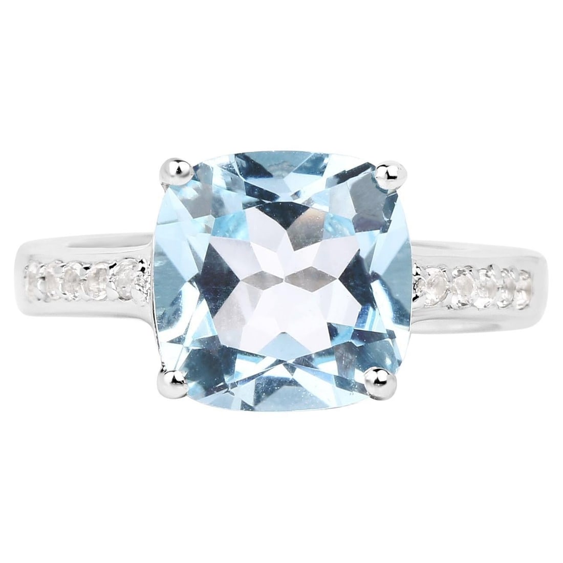 Blue Topaz Ring White Topaz Setting 4.55 Carats (1 of 4)