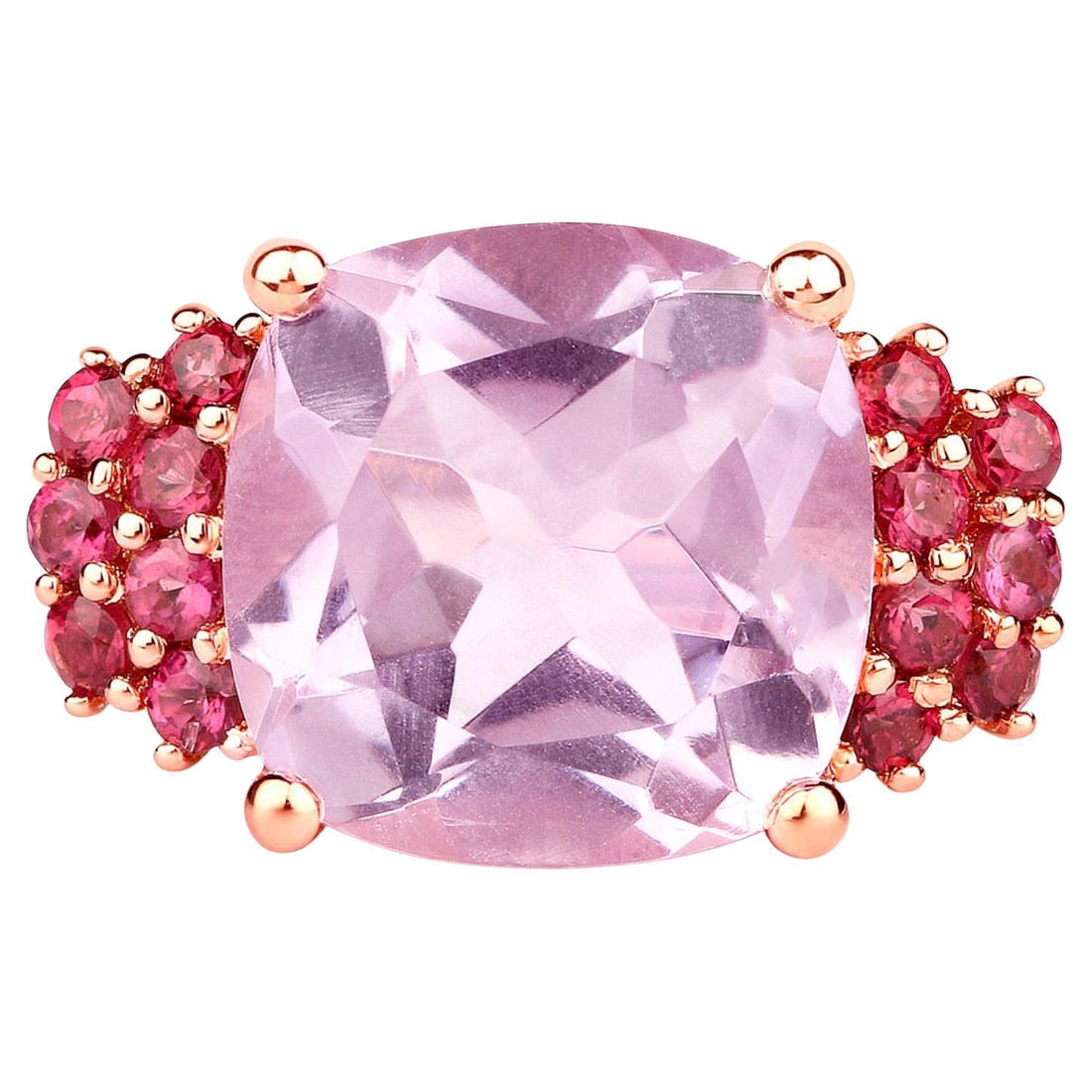 Pink Amethyst Ring Rhodolites 5.88 Carats 18K Rose Gold Plated Silver (1 of 5)
