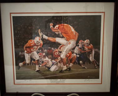 Victory at Last: Print 286 of 1998 of "Victory at Last" depicting a football game with Peyton Manning. Signedd and has Certificate of authenticity.